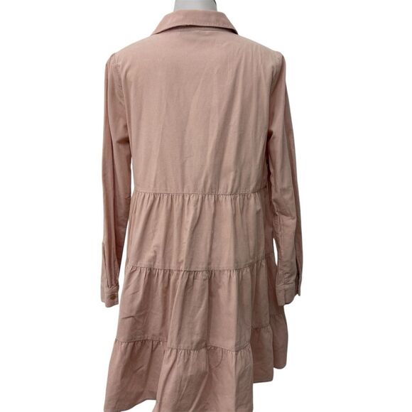 Zara Pink Blush Babydoll Dress Gold Buttons Size XS - Picture 3 of 9
